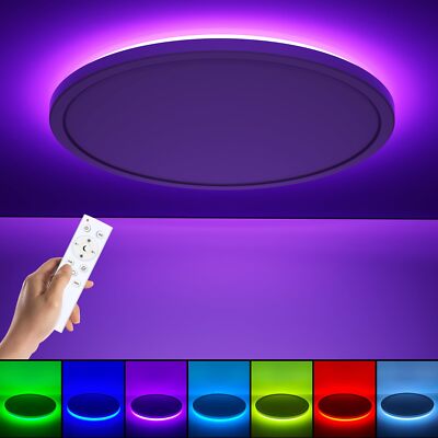 RGB LED Flush Mount Ceiling Light with Remote, 12 Inch Color Changing Light F...