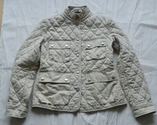Burberry Beige Diamond Quilted Popper Nova Check Jacket Coat Womens Small Uk8