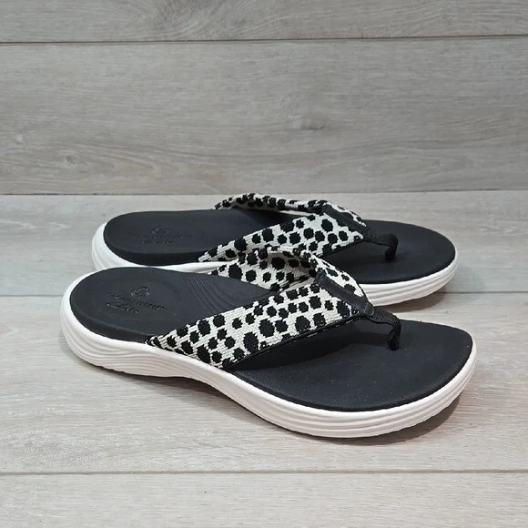 Scarpe sandali infradito Cloudsteppers by Clarks donna comodi bianco e nero 7M