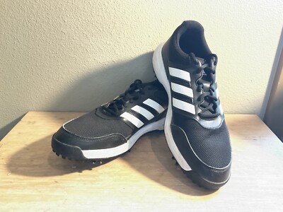 Men s Adidas Golfing Shoes, Black Low Top Lace Striped Logo EVM004001 Size 9.5