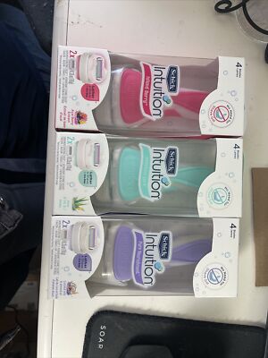 LOT OF 3 Schick Intuition Sensitive Care, Pure Nourishment, Island Berry Razor