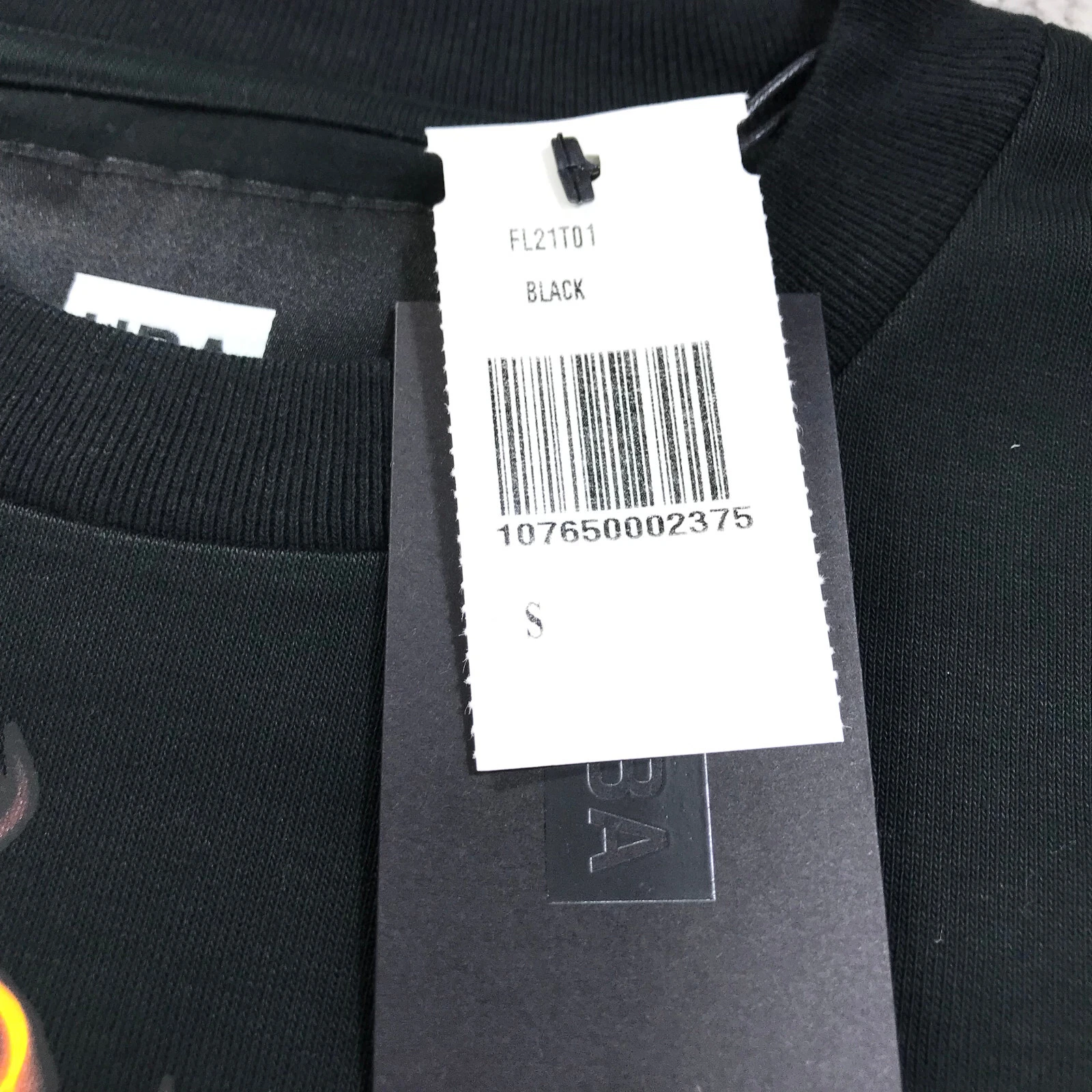 HBA (HOOD BY AIR) Maglietta New Hood By Air Uomo Small Flames Spell Out Doppio Lato Maglietta Fire HBA