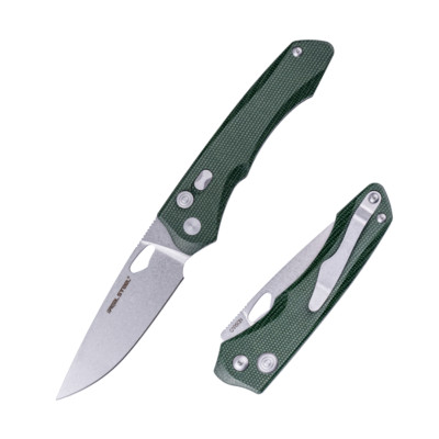 Real Steel Griffin Pro Micarta Green Stonewash Taschenmesser 14C28N   01RE381