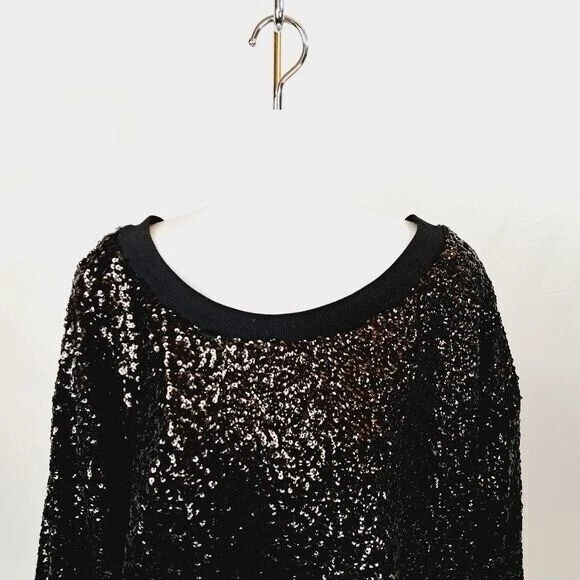 Sudadera Ella Moss Negra Tonal Lentejuelas Cuello Redondo Foto 3 de 4