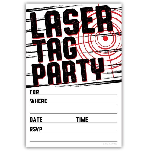 20PCS Laser Tag Birthday Party Invitations Fill-In Cards with Envelopes