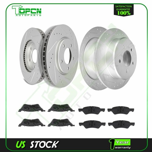 Front & Rear 4X Brake Discs Rotors and 8X Ceramic Pads For Dodge