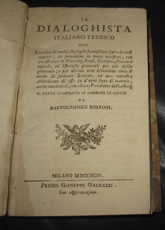 1794 Bartolomeo Borroni, Il dialoghista Italiano - Tedesco, Rarissimo - Immagine 2 di 4