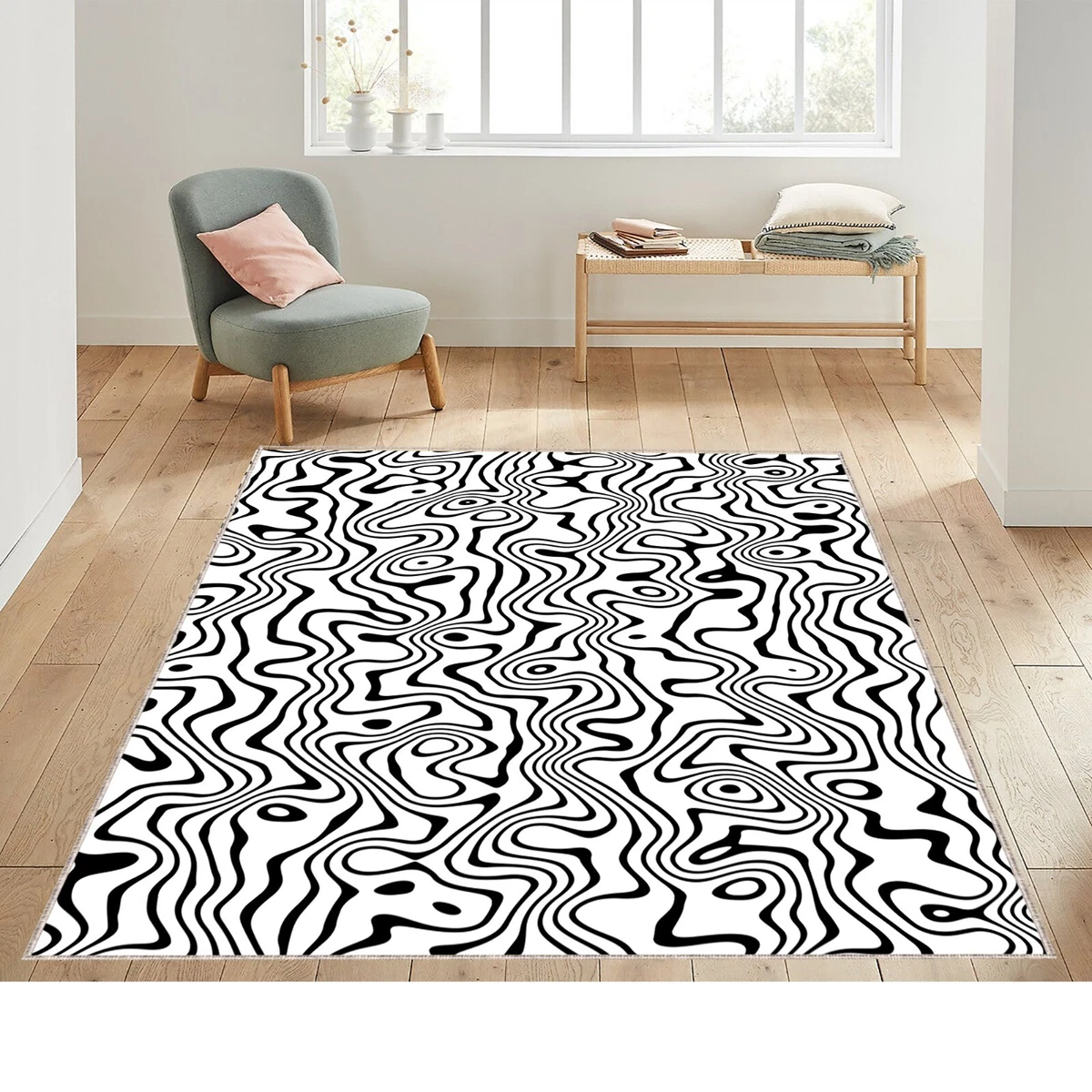 Psychedelic Rug Artist Area Rug Modern Industrial Decor Abstract