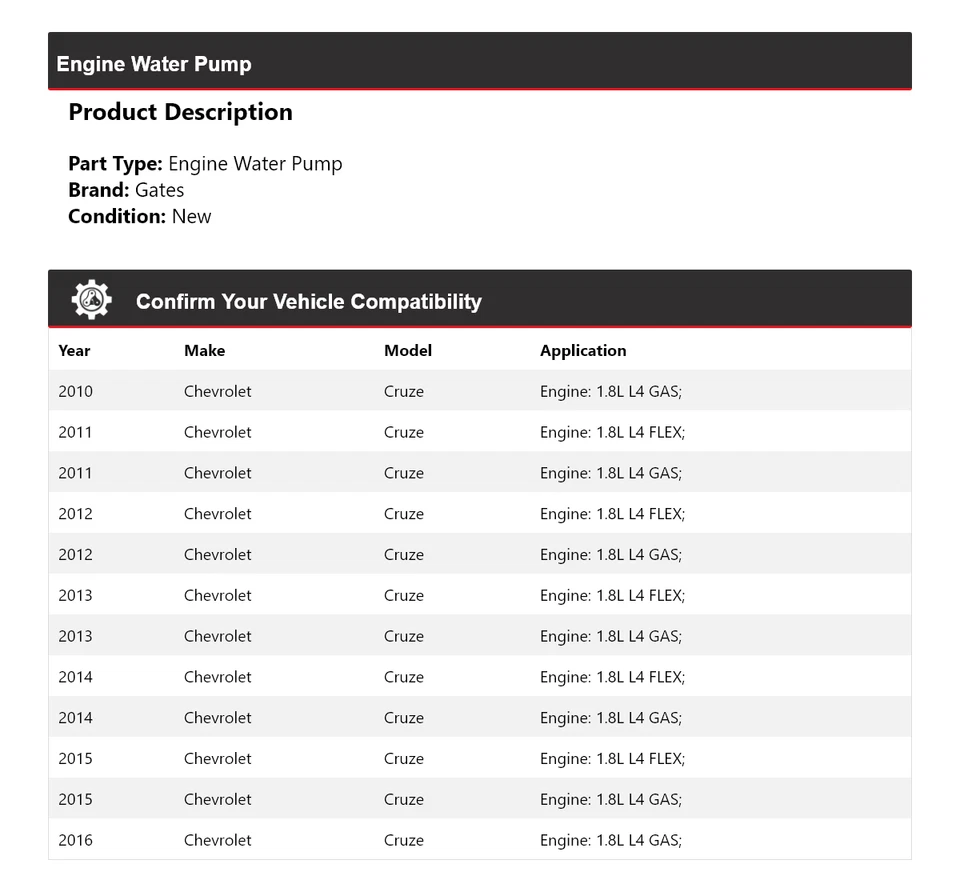 Ворота водяного насоса двигателя Chevrolet Cruze 2010-2016 годов выпуска 2011 2012 2013 2014 2015 годов выпуска - Изображение 2 из 4