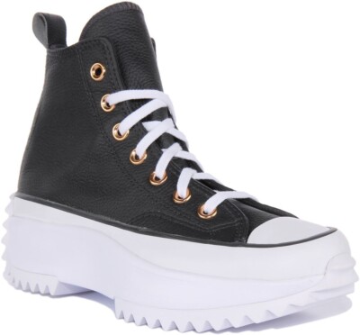 CONVERSE Run Star Hike Unisex Sneaker Aus Leder Schwarz Weiß, UK 4 - 6
