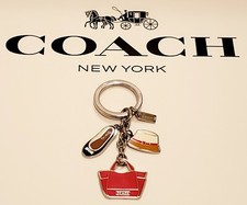 HARD-TO-FIND COACH ENAMEL HAT, SANDAL AND TOTE BAG KEY RING KEY FOB - 65743