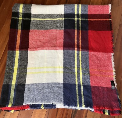 Zara Accessories Lightweight Throw Blanket or Wrap Multi-Color Plaid 56 x59 