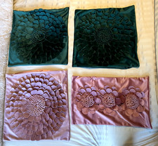 SET OF 2: Handcrafted 3D Sunflower Velvet Throw Pillow Covers; 18x18"  12x20"