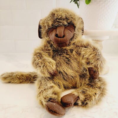 FOLKMANIS Plush Furry Brown Chimp Monkey Hand Puppet Full Body Pretend Play 