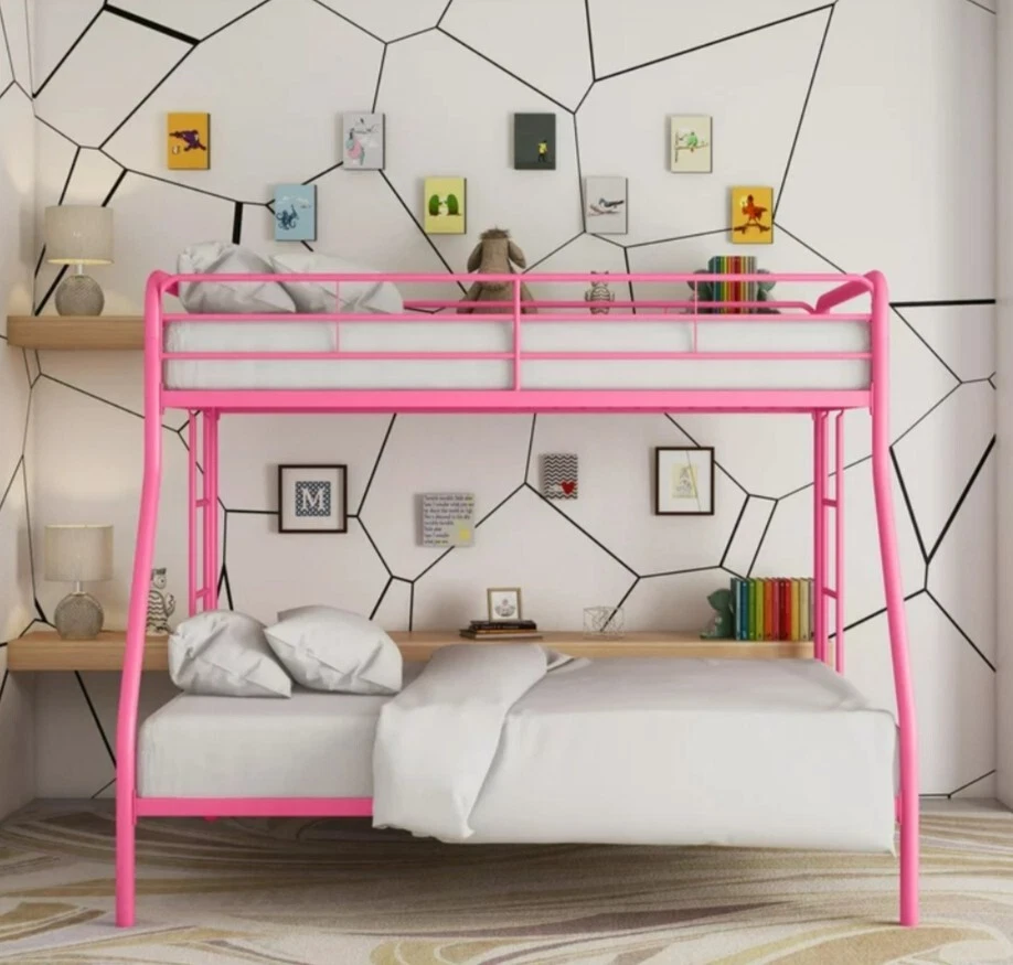 Каркас двухъярусной кровати DHP Dusty Twin over Full Metal со встроенной лестницей розовый - Изображение 2 из 4