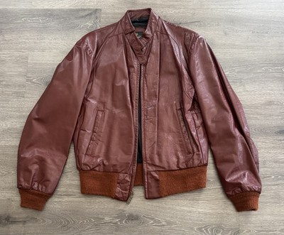 Vtg COOPER Leather OX BLOOD Racer MOTO Biker BOMBER Talon Zipper JACKET 38   
