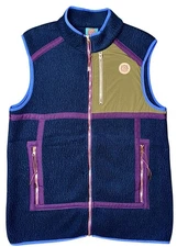 Without Walls Sherpa Full Zip Vest Retro Color Block Urban Outfitters Sz Large