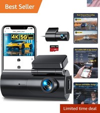 170  Wide Angle Dash Cam with 64GB Card - 5GHz WiFi  G-Sensor Protection