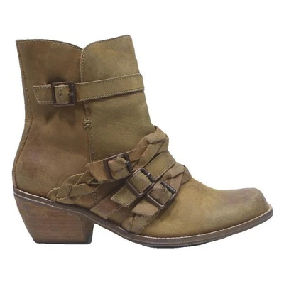 LATIGO Bottines Ankle Cuir Marron Sangles Tressées Détails Boucle UK 8 - Photo 1/4