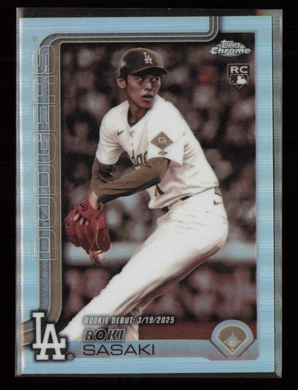 Roki Sasaki 2025 Topps Chrome Update Sepia Refractor Rookie Debut RC #USC73