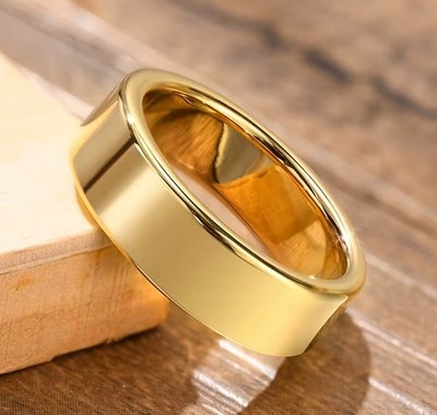 WOLFRAM Carbid Tungsten ** Schlichter Trauring Verlobungsring Gold-IP, 6mm breit