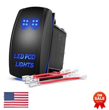 LED Light Switch Rocker 5 Pin 12V 20A 24V 10A SPST On Off Laser Etched Blue