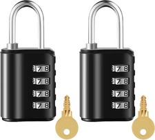 2-Pack Waterproof 4-Digit Combination Padlock - Secure  Reliable Locking System
