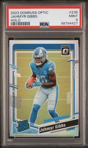 2023 Panini-Donruss Optic Jahmyr Gibbs Rated Rookie Holo PSA 9