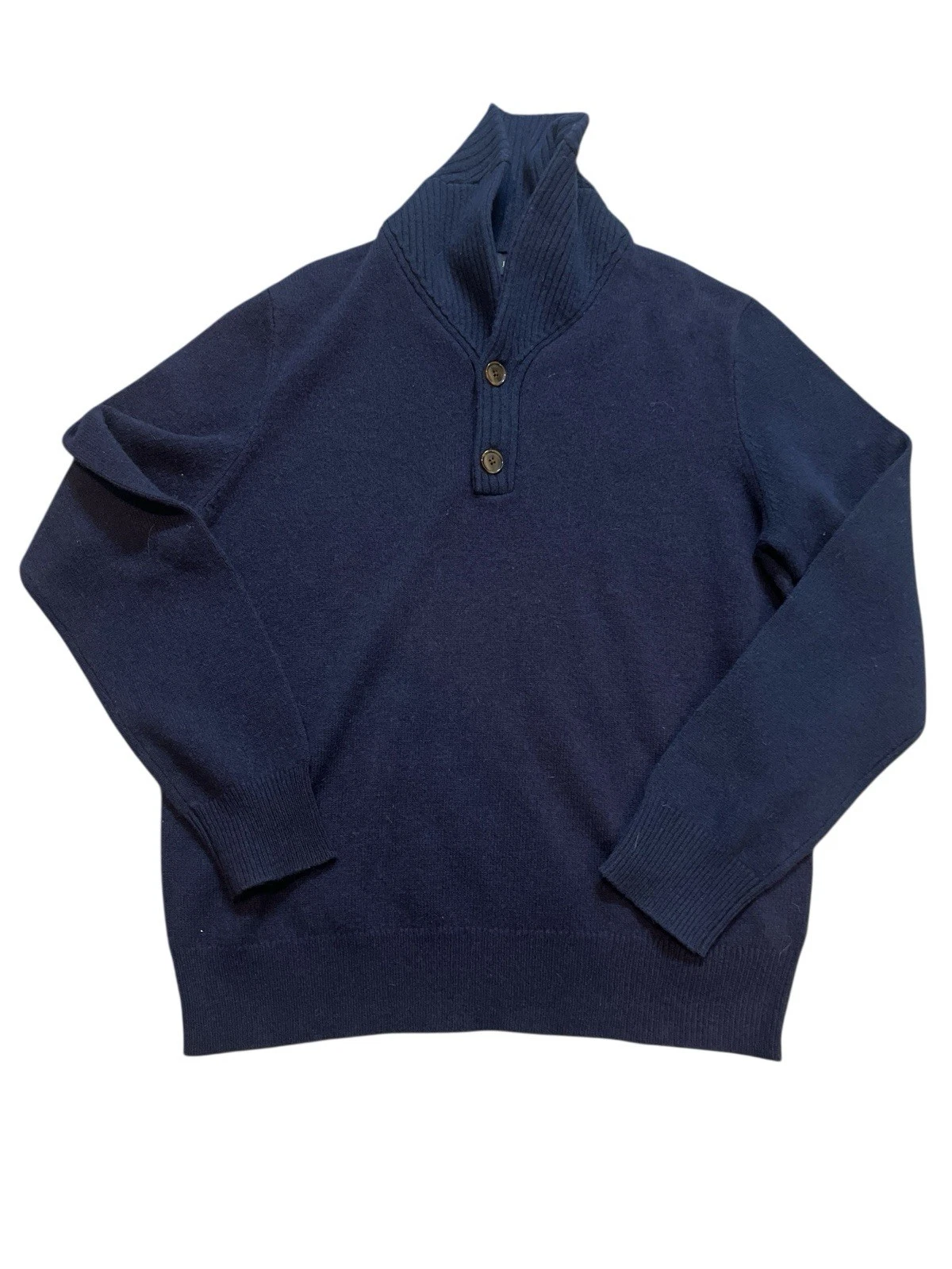 J Crew Lambswool Sweater Men's Large Shawl Collar Navy Blue