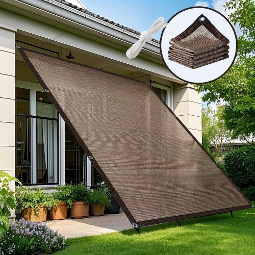 8 Foot Brown Shade Cloth Fabric Roll – Fence Screen For Yard, Garden, Awning, Or Shelter Cover
