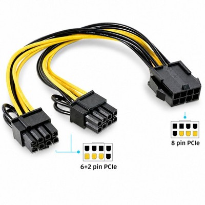 Q55 PCIe 8 Pin auf 2x 8 Pin (6+2) Grafikkarten Stromkabel, PCI-E Adapterkabel