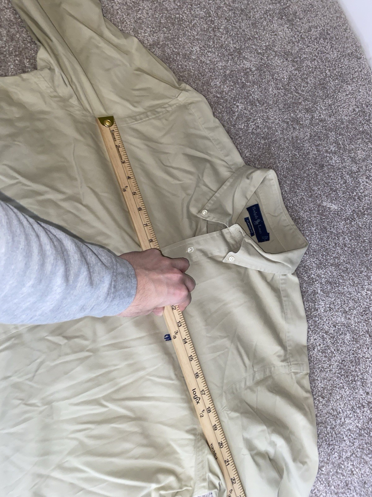 Polo Ralph Lauren Solid Beige Button Down Shirt M… - image 5