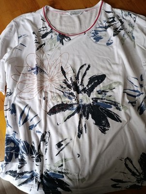 T-Shirt von Donna Lisa in weiss mit Blumendruck, Größe 46/48