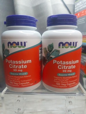 Lot Of 2 NOW Potassium Citrate Essential Mineral 99mg  180 Veg Caps   New Sealed