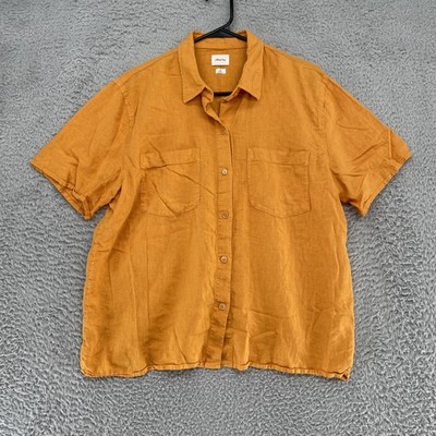 Wilfred Free Linen Shirt Womens Medium Mustard Oversized Button Up Aritzia