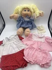 1984 Cabbage Patch Doll Blonde Ponies Mold 2 Extra Outfits Brat Face 2 Dimples