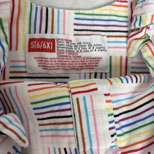 Girls Size 6 Linen Blend Dress Multicolor stripes Tie Shoulders & Ruffle Target