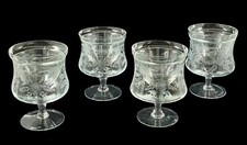 VINTAGE 1950S FLORAL FOOTED PRAWN COCKTAIL CHILLER GLASSES WITH LINERS SET OF 6 