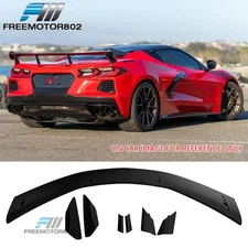 Fits 20-25 Chevrolet Corvette High Wing Rear Trunk Spoiler Lip Matte Black 7PCS