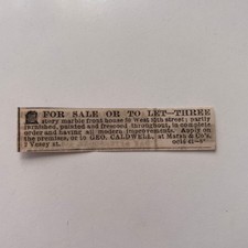 Sale Or Let Marble Front House 30 W 35th St G Caldwell 1869 NY Clipping SAJ7-S98