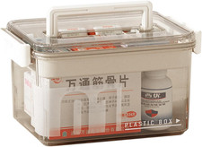 Medicine Storage Box with Handles, Clear Plastic Medicine Storage Organizer Fi