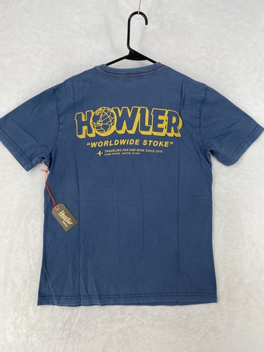 Howler Brothers Shirt Medium Blue Worldwide Stoke Graphic Pocket Tee NEW 2025