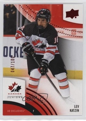 2025 Upper Deck Team Canada Juniors Exclusives 47/100 Lev Katzin #18 2d8
