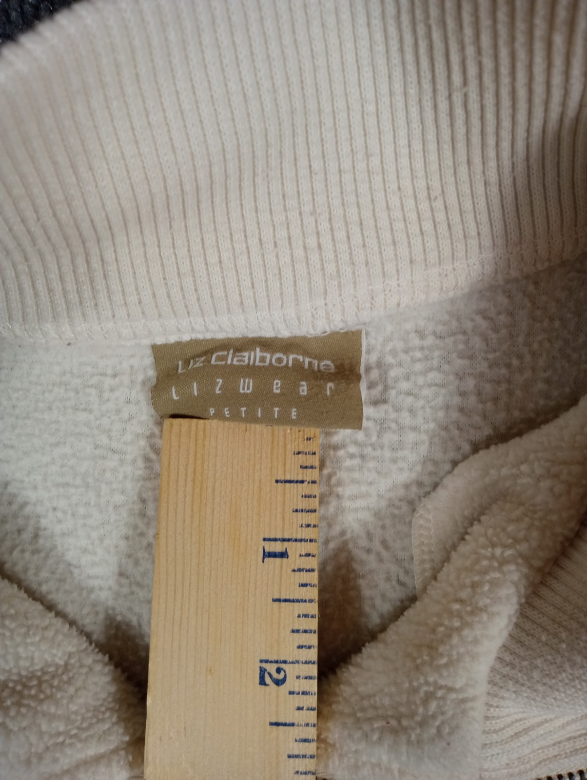 Liz Claiborne Vintage 90's Women's Large Pullover Fleece- 1/4 Zip Beige Comfy image 3