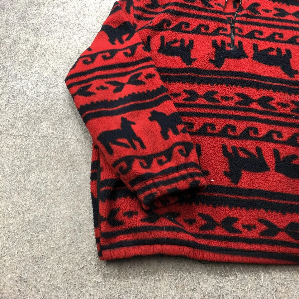 Pullover polar Timberline vintage para hombre grande rojo negro caballo suroeste años 90 Foto 2 de 4