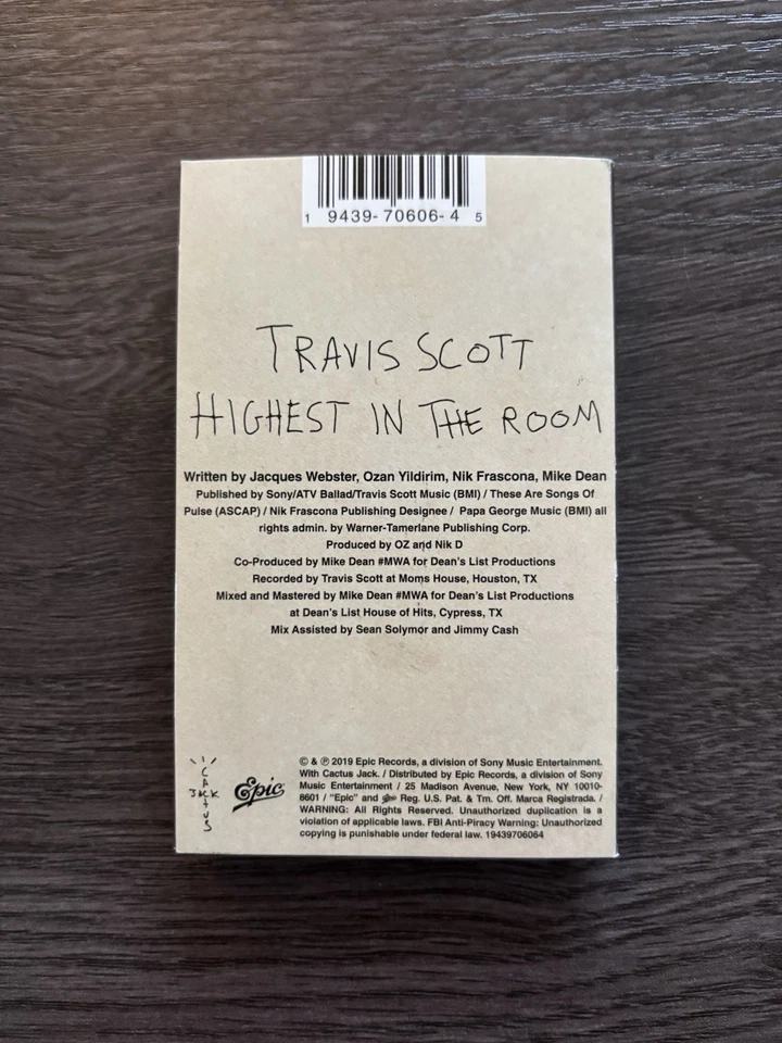 Limited Edition  Travis Scott Highest in the Room Cassette Single - Image 2 of 4