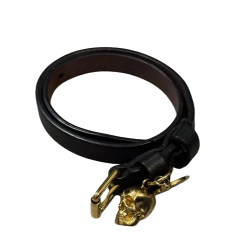 Alexander McQueen Bracciale Teschio Braccialetto Doppio Colore Nero e Oro