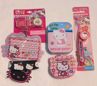 Hello Kitty Lot: Lip Balm, ID Holder, Toothbrush, Brush, Bracelet, & Tin