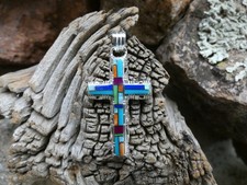 Cross Religion Sterling Silver 925 Colorful Multi Gemstone Opal Pendant New G53