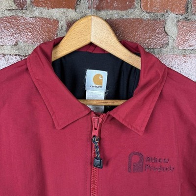 Vintage Carhartt Jacket Mens Large Red Nylon Bomber Athens